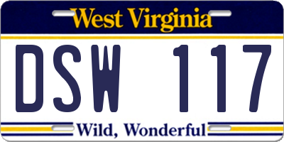 WV license plate DSW117