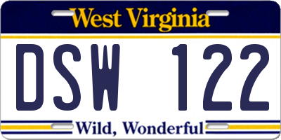 WV license plate DSW122