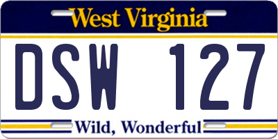 WV license plate DSW127