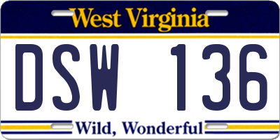 WV license plate DSW136