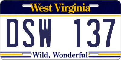 WV license plate DSW137