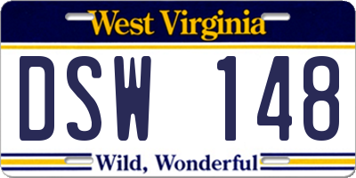 WV license plate DSW148