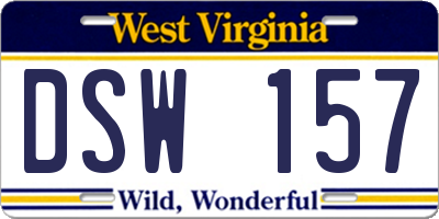WV license plate DSW157