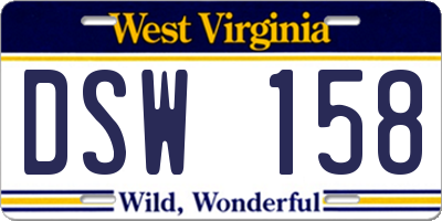 WV license plate DSW158