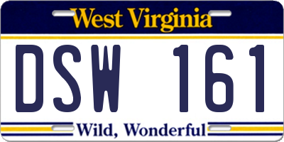 WV license plate DSW161