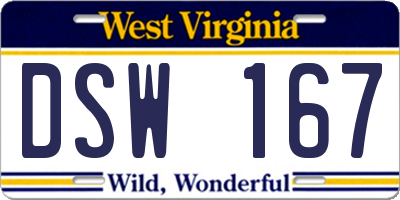 WV license plate DSW167