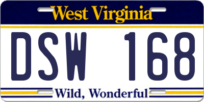 WV license plate DSW168