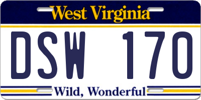 WV license plate DSW170