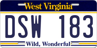 WV license plate DSW183