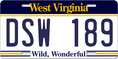 WV license plate DSW189
