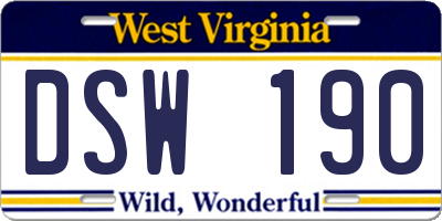 WV license plate DSW190