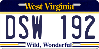 WV license plate DSW192