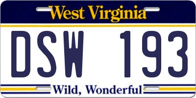 WV license plate DSW193