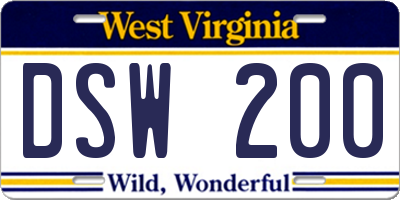 WV license plate DSW200