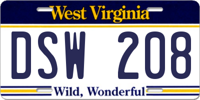 WV license plate DSW208