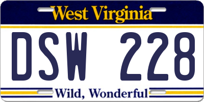 WV license plate DSW228