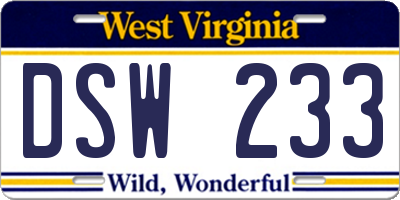 WV license plate DSW233