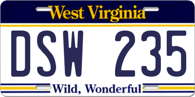 WV license plate DSW235