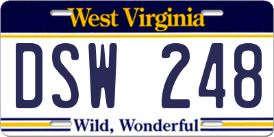 WV license plate DSW248