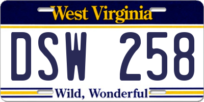 WV license plate DSW258