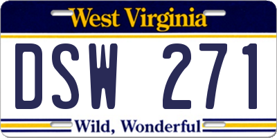 WV license plate DSW271