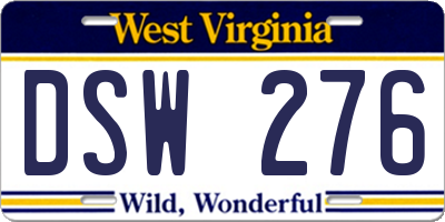 WV license plate DSW276