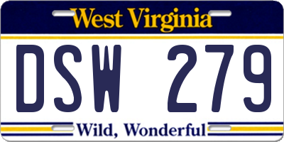 WV license plate DSW279
