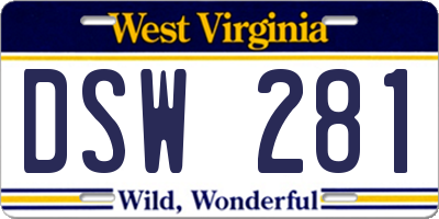 WV license plate DSW281