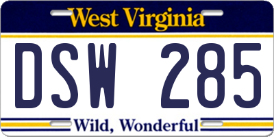 WV license plate DSW285