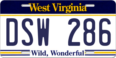 WV license plate DSW286