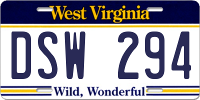 WV license plate DSW294