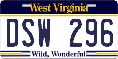 WV license plate DSW296