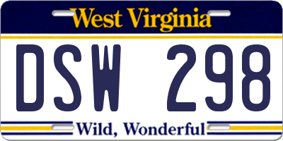 WV license plate DSW298