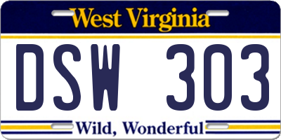 WV license plate DSW303