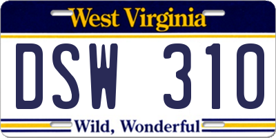 WV license plate DSW310