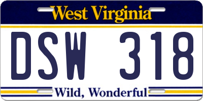 WV license plate DSW318