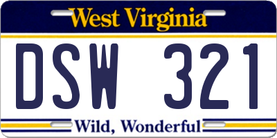 WV license plate DSW321
