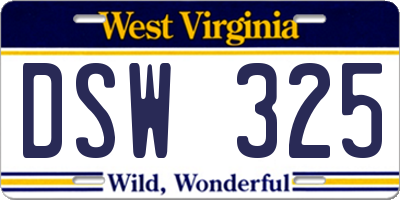 WV license plate DSW325