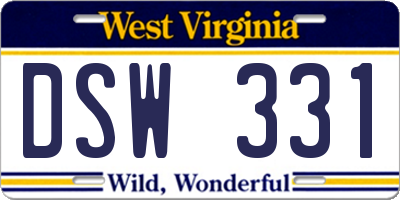 WV license plate DSW331