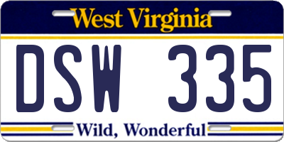 WV license plate DSW335