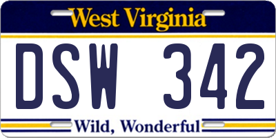 WV license plate DSW342
