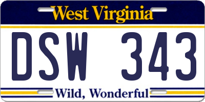 WV license plate DSW343