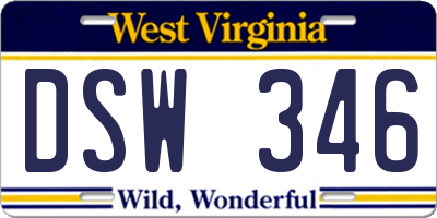 WV license plate DSW346