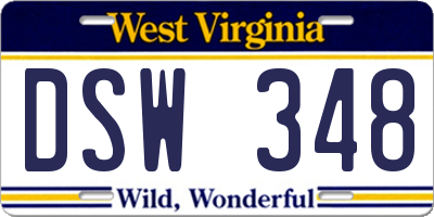 WV license plate DSW348