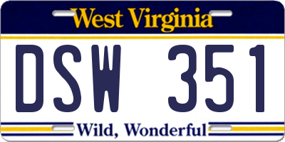 WV license plate DSW351
