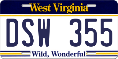 WV license plate DSW355