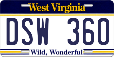 WV license plate DSW360