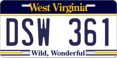 WV license plate DSW361