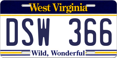 WV license plate DSW366