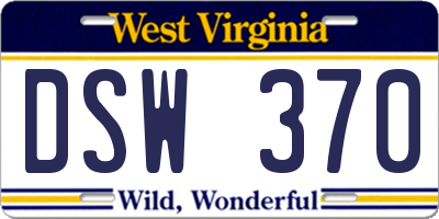 WV license plate DSW370